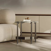 Stylish Marble and Stainless Steel Coffee Table – Modern Accents for Your Living Room fjd-4723