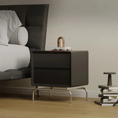 Stylish Modern Bedside Cupboard with Solid Wood and Stainless Steel Details - Perfect Nightstand Storage Solution fjd-4737