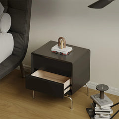 Stylish Modern Bedside Cupboard with Solid Wood and Stainless Steel Details - Perfect Nightstand Storage Solution fjd-4737