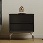 Stylish Modern Bedside Cupboard with Solid Wood and Stainless Steel Details - Perfect Nightstand Storage Solution fjd-4737