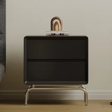 Stylish Modern Bedside Cupboard with Solid Wood and Stainless Steel Details - Perfect Nightstand Storage Solution fjd-4737