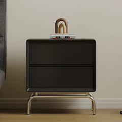 Stylish Modern Bedside Cupboard with Solid Wood and Stainless Steel Details - Perfect Nightstand Storage Solution fjd-4737