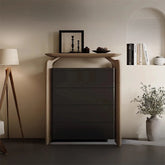 Stylish Sintered Stone and Pine Walnut Cabinet for Modern Interiors - Space-Saving Design with Ample Storage fjd-4741