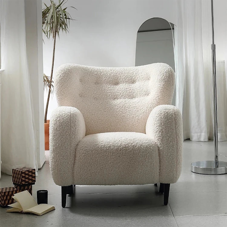 Cozy Faux Lambswool Armchair with Stainless Steel Legs - Stylish Accent Chair for Modern Living Rooms fjd-4747