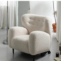 Cozy Faux Lambswool Armchair with Stainless Steel Legs - Stylish Accent Chair for Modern Living Rooms fjd-4747