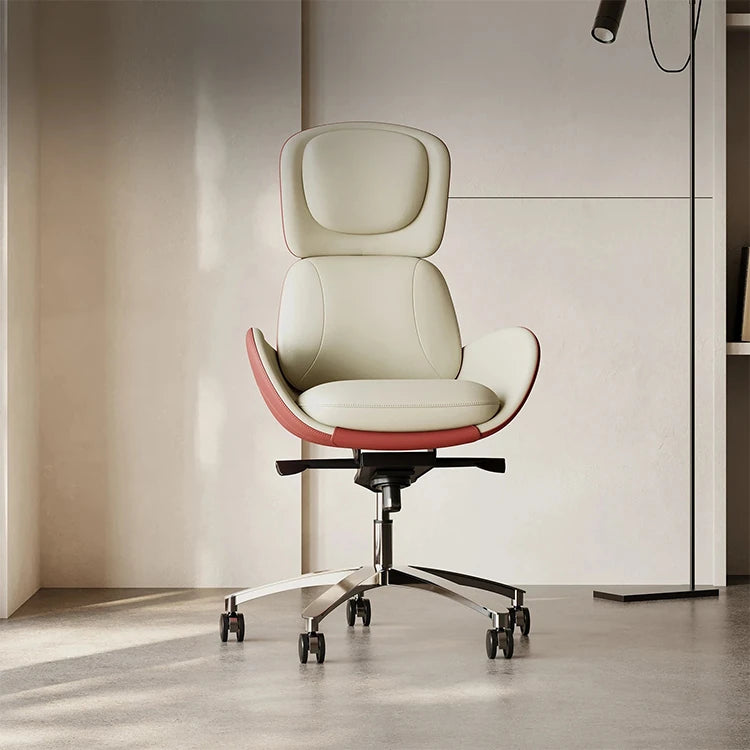 Luxurious Synthetic Leather Office Chair with Aluminum Alloy Base - Ergonomic Design for Ultimate Comfort fjd-4748