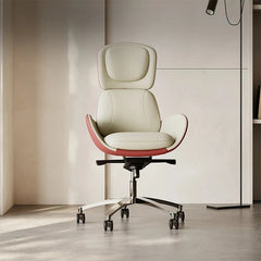 Luxurious Synthetic Leather Office Chair with Aluminum Alloy Base - Ergonomic Design for Ultimate Comfort fjd-4748