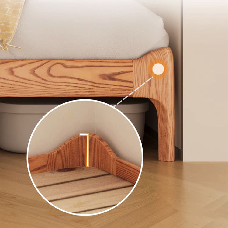 Stylish Light Brown Bed with Natural Wood Accents - Premium Ash Wood Frame fjjj-1655 Stylish Light Brown Bed with Natural Wood Accents - Premium Ash Wood Frame fjjj-1655