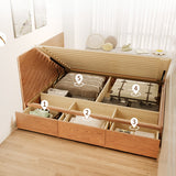 Minimalistic Ash Wood Bed Frame Queen Size Bed with Storage - Functional Design for Bedroom fjjj-1657