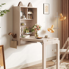 Wall-Mount Foldable Wooden Dining Table for 4 – Perfect for Small Space, Table only fjnl-1584