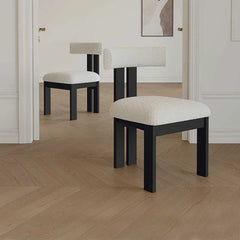 Stylish Faux Lambswool Dining Chair with Ash Wood Legs for Modern Dining Room Decor(set of 2) fjnw-4540