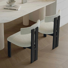 Stylish Faux Lambswool Dining Chair with Ash Wood Legs for Modern Dining Room Decor(set of 2) fjnw-4540