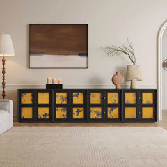 Vintage TV Stand in Pine Wood with Silk Decor - Perfect Design for Living Room fjnw-4544