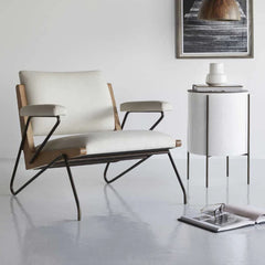 Modern Cotton-Ramie Accent Chair in Ash Wood - Stylish Comfort for Your Living Space fjnw-4547