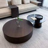 Solid Pine Wood Coffee Table with Tempered Glass and Carbon Steel Frame - Elegant Design for Modern Spaces fjx-2633