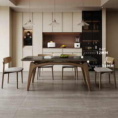 Elegant Ash Wood & Sintered Stone Table for Modern Living Spaces fjx-2662