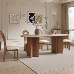 Solid Wood Sintered Stone Dining Table - Elegant and Durable Solution fjx-2664