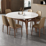 Modern Ash & Oak Wood Dining Table with Sintered Stone Top fjx-2667