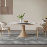 Elegant Ash Wood and Ceramic Sintered Stone Dining Table - Modern Furniture fjx-2671 for Stylish Interiors