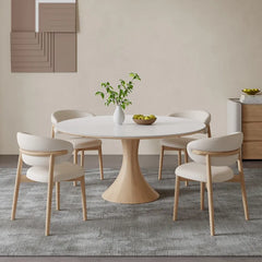 Elegant Ash Wood and Ceramic Sintered Stone Dining Table - Modern Furniture fjx-2671 for Stylish Interiors