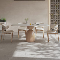 Stylish Ash Wood Table with Durable Sintered Stone Top for Modern Homes fjx-2682