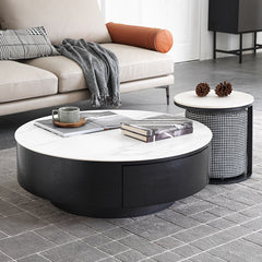 Sleek Sintered Stone Coffee Table with Durable Carbon Steel Frame fjx-2691