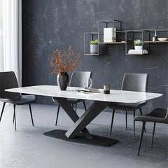 Modern Ceramic Sintered Stone Dining Table fjx-2692 with Stylish Multi-layer Design