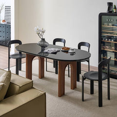 Luxurious Tempered Glass Dining Table with Oak Wood Frame for Dining Room fld-2755