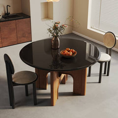 Elegant Oak Wood Dining Table with Tempered Glass Table Top fld-2758