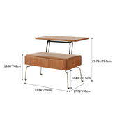 Modern Rectangular Cherry Wood Coffee Table with Lift Top - Metal Legs with Wheels for Livingroom fmy-686