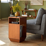 Laminated Wood End Table with Rotatable Base - Modern Design with Storage for Bedroom and LIvingroom fmy-695