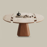Minimalistic Round Dining Table with Sintered Stone Top in brown for Diningroom for fnl-277