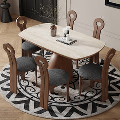 Luxurious Round Foldable Dining Table Sintered Stone Top & Pedestal for 6-8 People fnl-279