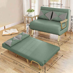 Stylish Leathaire Bed in Khaki Grey with Orange-Green Accents - Modern Comfort & Elegance foltm-1553