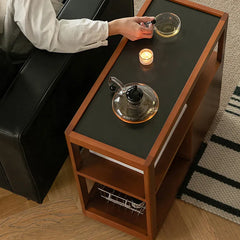 Boxwood Cherry Wood Marble Bedside Cart with Drawers for Elegant Storage fpmxm-2784