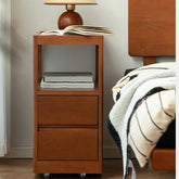 Boxwood Cherry Wood Marble Bedside Cart with Drawers for Elegant Storage fpmxm-2784