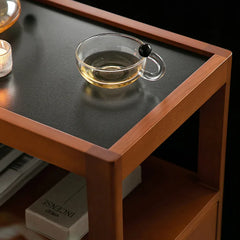 Boxwood Cherry Wood Marble Bedside Cart with Drawers for Elegant Storage fpmxm-2784