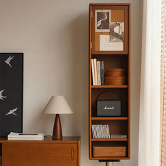 Modern Elegant Standing Mirror with Cherry Wood & Tempered Glass Finish fpmxm-2789