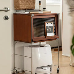 Stylish Boxwood and Glass Cabinet on Wheels - Perfect for Home Organization fpmxm-2792