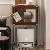Stylish Boxwood and Glass Cabinet on Wheels - Perfect for Home Organization fpmxm-2792