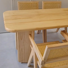 Stylish Pine Wood Rattan Dining Table – Perfect for Modern Interiors fsdb-2257
