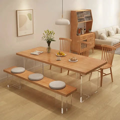 Stylish Pine Wood & Acrylic Dining Table - Modern Elegance for Your Home fsdb-2266