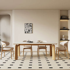 Minimalistic Rectangular Ash Wood Dining Table with Sintered Stone for 6-8 Persons fsm-309