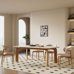 Minimalistic Rectangular Ash Wood Dining Table with Sintered Stone for 6-8 Persons fsm-309