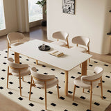 Minimalistic Rectangular Ash Wood Dining Table with Sintered Stone for 6-8 Persons fsm-309