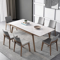 Modern Rectangular Sintered Stone Dining Table with Ash Wood Base for Dining Room fsm-311