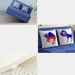 Minimalistic Cotton-Linen Sofa Bed with Foam Filling - Japandi Futon for Small Living Room fsq-1416