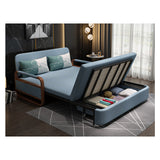 Luxurious Solid Wood Sofa in Khaki Brown with Cotton-Linen Blend - Available in Violet, Green, and Light Blue fsx-998
