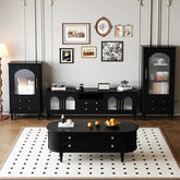 Elegant Tempered Glass Cabinet – Modern Black Storage Solution for Your Home fvp-4589