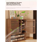 Elegant Solid Wood Shoe Cabinet with Vertical Door - Stylish Storage with Ventilation for Freshness fvp-4593